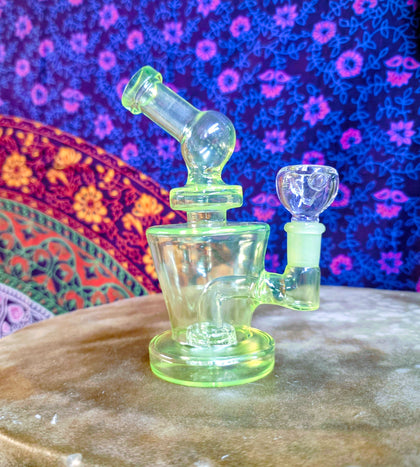 6.5" Neon Yellow Glass-Bent Neck-Single Perc Waterpipe-GWP604C