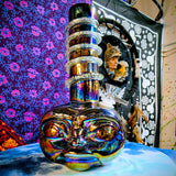 11.5" Soft Glass Alien Waterpipe-Glass on Glass-Iridescent Purple-Glow In The Dark-SG11A