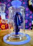 10” Single Perc Barrel Waterpipe w/Periwinkle & Blue Accents-RS559