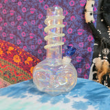 11.5" Soft Glass Alien Waterpipe-Glass on Glass-Iridescent-Glow In The Dark-SG11A