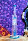 14” Glass Dual Perc Waterpipe w/Teal Accents-RS549