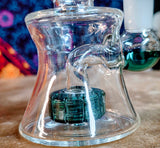 6"  Rock Glass Bent Neck Hourglass Shape Waterpipe-Teal Accents-GWP322