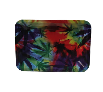 Metal Rolling Tray | Tie-Die Pot Leaf Theme | 7" X 5"
