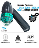 Mamba Original Electric Spice Grinder, USB Rechargeable One-Hand Herb & Spice Mill with Aluminum Teeth, Portable Kitchen Grinder, Cone Filling grinder, auto cone fill