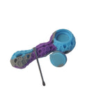 Blue/Purple Silicone Pipe | Glass Insert | Cleaning tool | Integrated Storage Compartment