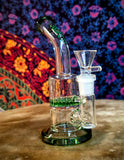 6"  Rock Glass Single Perc  Bent Neck Barrel Shape Waterpipe-Green Accents-GWP645