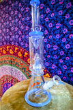 16” Rock Glass Single Perc Waterpipe w/Periwinkle Blue Accents