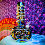 11.5" Soft Glass Alien Waterpipe-Glass on Glass-Iridescent Purple-Glow In The Dark-SG11A