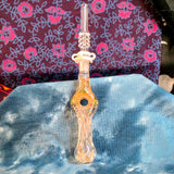 7" Spiral Donut Hole Nectar Collector-Pink/Orange Fume-V1022N