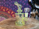 6.5" Neon Yellow Glass-Bent Neck-Single Perc Waterpipe-GWP604C