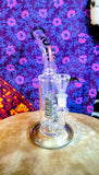 10” Rock Glass Single Spiral Perc Bent Neck Waterpipe w/Black Accents-RS563