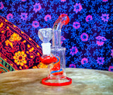 6"  Bent Neck Waterpipe Red Multi Colored Perc-GWP192