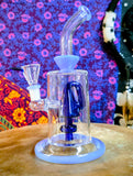 10” Single Perc Barrel Waterpipe w/Periwinkle & Blue Accents-RS559