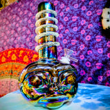 11.5" Soft Glass Alien Waterpipe-Glass on Glass-Iridescent Purple-Glow In The Dark-SG11A