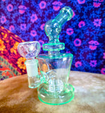 6.5" Neon Green Glass-Bent Neck-Single Perc Waterpipe-GWP604C