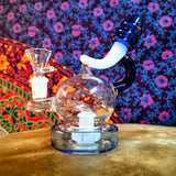 7” Globe Recycler Waterpipe w/Blue & White Accents-MK104