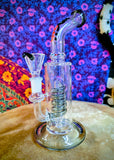 10” Rock Glass Single Spiral Perc Bent Neck Waterpipe w/Black Accents-RS563