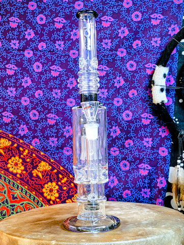 14” Rock Glass Dual Perc Waterpipe w/Black Accents-RS367