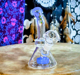 6”  Glass Beaker Bent Neck Waterpipe w/Periwinkle Blue Accents-GWP249A