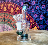 6” Bent Neck Showerhead Perc Waterpipe-Teal Accents-GWP276