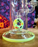 10” Rock Glass Confetti Drum Donut Perc Waterpipe w/ Mint Green Accents-RS571