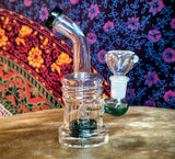 6” Bent Neck Showerhead Perc Waterpipe-Teal Accents-GWP276