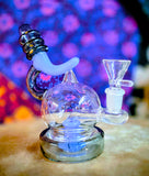 7” Globe Recycler Waterpipe w/Black&Periwinkle Blue Accents-MK104