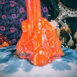 11" Soft Glass Eagle Waterpipe-Glass on Glass-Iridescent Orange-Glow In The Dark-SG11A