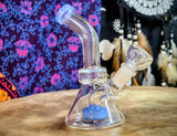 6”  Glass Beaker Bent Neck Waterpipe w/Periwinkle Blue Accents-GWP249A