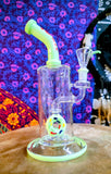 10” Rock Glass Confetti Drum Donut Perc Waterpipe w/ Mint Green Accents-RS571