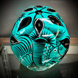 Teal With Silver/Black Sparkly Flowers/Doves Sugar Skull