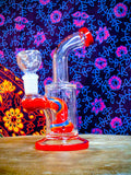 6"  Bent Neck Waterpipe Red Multi Colored Perc-GWP192