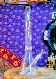 18” Rock Glass Clear Beaker Waterpipe RS523 w/ Ice Catch &Black Rim