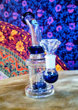 6” Bent Neck Showerhead Perc Waterpipe-Blue Accents-GWP276