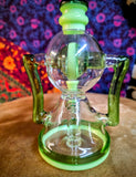 10” Single Perc Two Arm Recycler Waterpipe w/Greens Accents-RS538