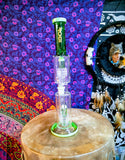 16” Rock Glass Dual Perc Hourglass Waterpipe Green Accents-RS332
