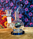 6"  Bent Neck Globe Shape Waterpipe Blue Multi Colored Perc-GWP135