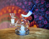 7” Globe Recycler Waterpipe w/Blue & White Accents-MK104