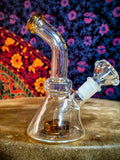 6”  Glass Beaker Bent Neck Waterpipe w/Amber Accents-GWP249A