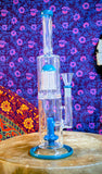 14” Glass Dual Perc Waterpipe w/Teal Accents-RS549