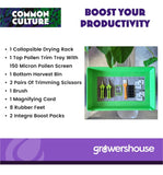 COMMON CULTURE Trimming Tray - 150 Micron Dry Sift Screen Set - 24” Collapsible Drying Rack - Screen Trim Kit - Sifting Tray with Dry Herb Harvest Accessories