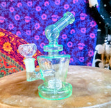 6.5" Neon Green Glass-Bent Neck-Single Perc Waterpipe-GWP604C