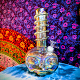 11.5" Soft Glass Alien Waterpipe-Glass on Glass-Iridescent Gray-Glow In The Dark-SG11A