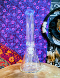 14”  Clear Beaker Waterpipe w/ Ice Catch & Periwinkle Blue Rim