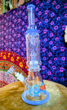 16” Rock Glass Single Perc Waterpipe w/Periwinkle Blue Accents