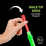 Hookah Tips, Disposable BPA-Free Plastic Mouth Tips | Individually Wrapped Hookah Hose Mouth Accessories | Thick, Long Male Ends | Clean, Colorful