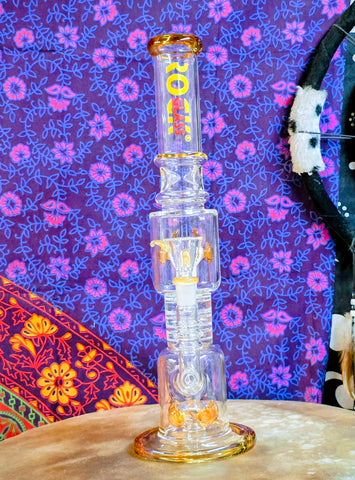 14”  Rock Glass Waterpipe RS487 w/ Ice Catch & Amber Accents