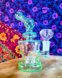 6.5" Neon Green Glass-Bent Neck-Single Perc Waterpipe-GWP604C