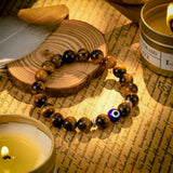 Evil Eye Tiger Eye  Bead Bracelet