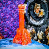 11" Soft Glass Eagle Waterpipe-Glass on Glass-Iridescent Orange-Glow In The Dark-SG11A